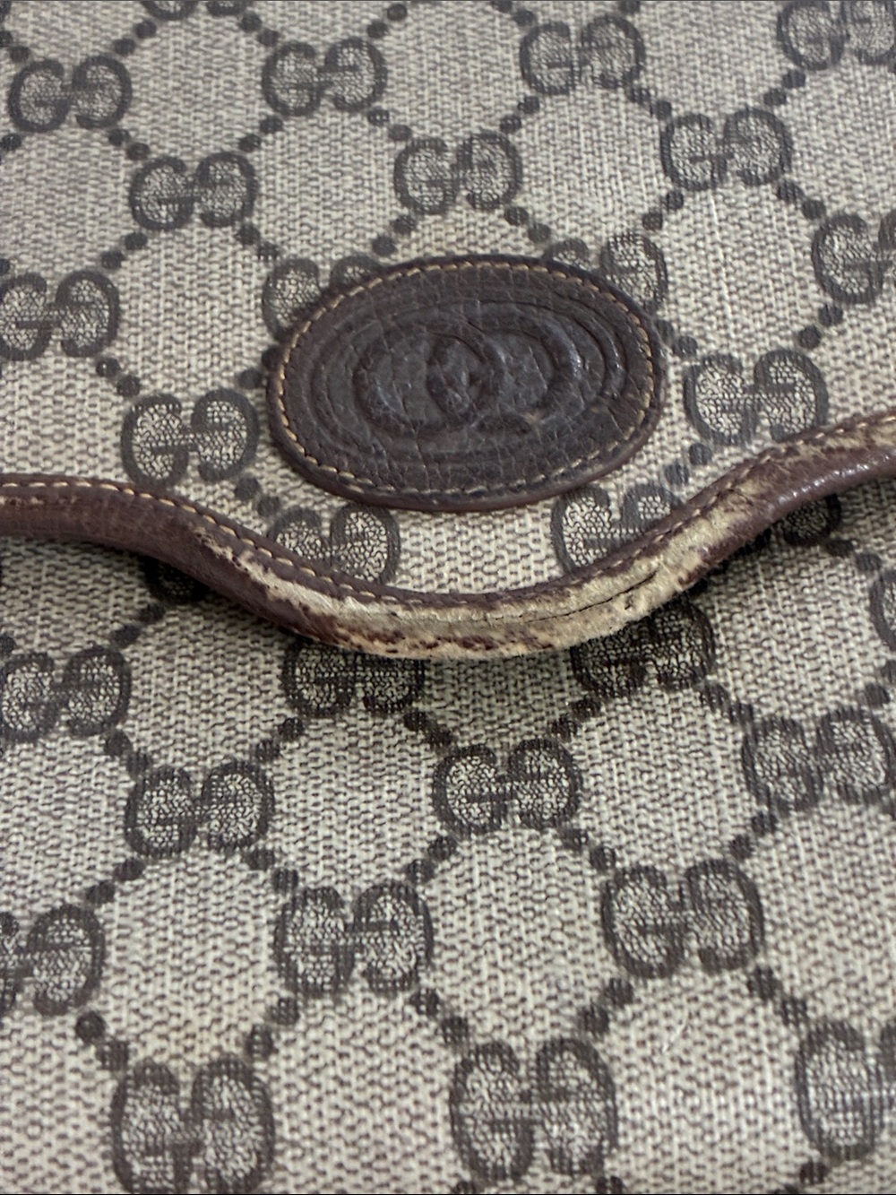 Gucci Beige Monogram Crossbody with Brown Leather Trim and Gold Buckle - Picture 5 of 13